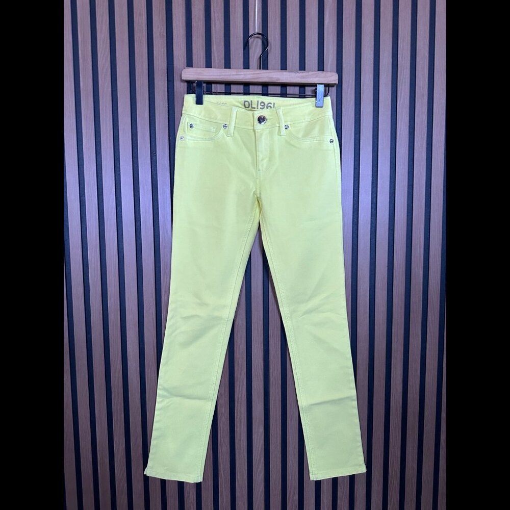 DL1961 Jeans 24 Womens Yellow 4 Way Stretch Mid Rise Skinny Ankle Meringue Denim